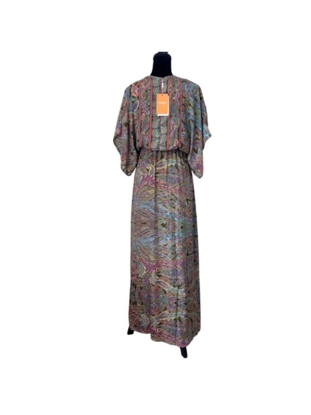 Mumey NWT silky long deep V beach cover up dress kaftan resort wear medium - Picture 6 of 16